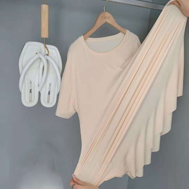 Nachthemden Vrouwen Solid Leisure O-hals Losse Gezellige Zoete Japan Stijl Vrouwtjes Homewear Sleepshirts Eenvoudige Ontworpen Zomer Stretchy