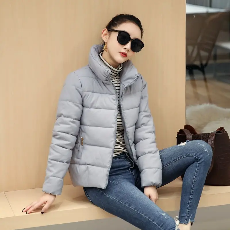 Abrigo corto acolchado de plumón de pato para mujer, chaquetas gruesas con relleno, color rojo, negro, recortado, Harajuku, exterior de invierno, 2024: S / Azul