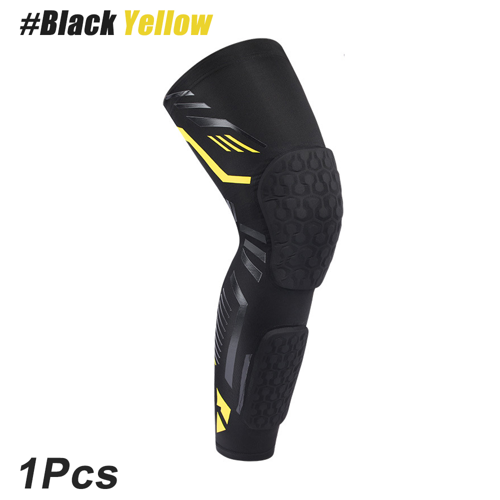 1/2PCS Knee Calf Padded Compression Leg Sleeve Thigh Sports Protective Gear Shin Brace Support for Football Volleyball Soccer: L / Yellow