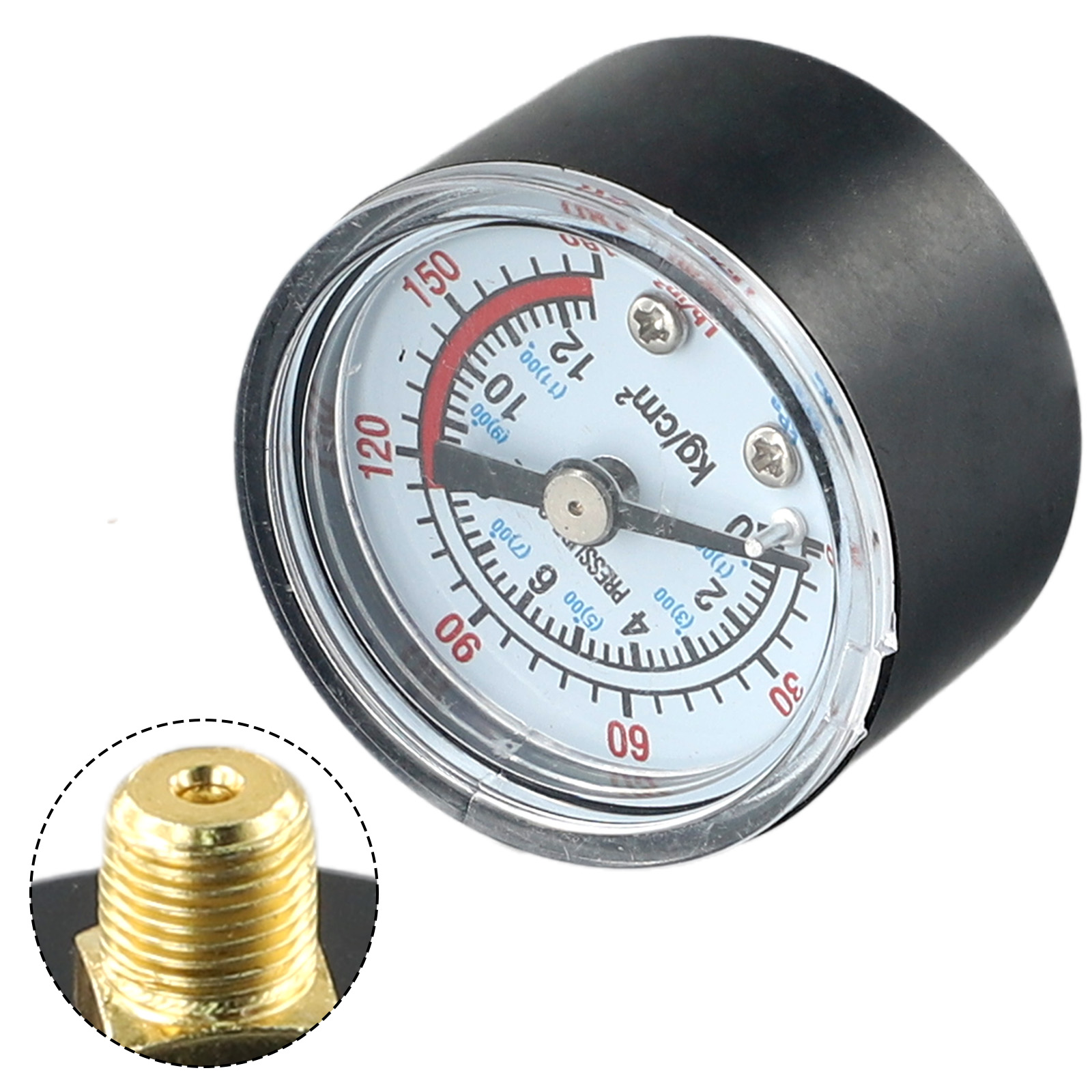 Luchtcompressor Pneumatische Hydraulische Vloeistofdrukmeter 0-12bar/0-180psi Manometer Dubbele Schaal Voor Luchtcompressor Drukwijzerplaat