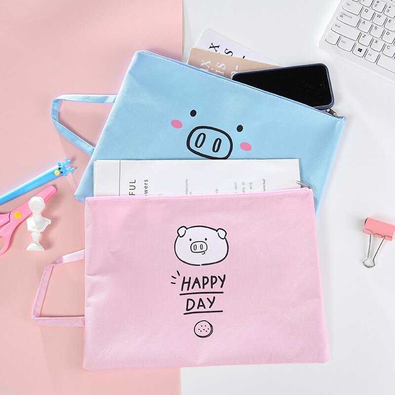 Coloffice-Bolso pequeño para estudiantes, pequeño producto coreano de llenado fresco, Tutorial, sencillo, portátil, con cremallera, bolsa de libros, bolsa de almacenamiento de archivos A4, 1 ud.