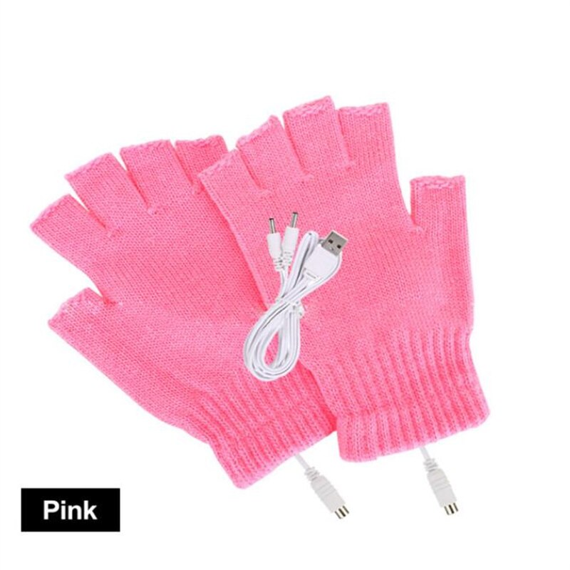 Usb Verwarmde Handschoenen Winter Thermische Handwarmer Elektrische Verwarming Handschoen Huishoudelijke Levert Indoor Kantoor Bike Fietsen Handschoen 5V: Pure Pink