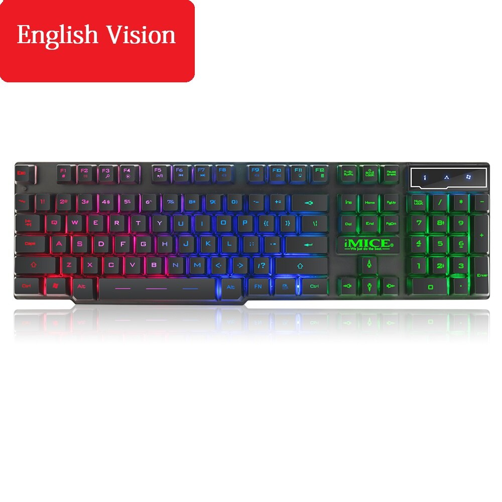 iMice AK600 Gaming Keyboard with Backlight RGB Key Board USB 104 Keycaps Waterproof Keyboard for Gamer English Russian Layout: AK600 English