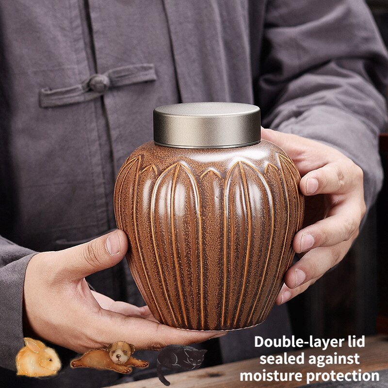 Large Cremation Urns for Human Ashes Pet Ceramic Urn Funeral Container for Ashes Small Animal Urn Keepsake Sealed Coffin Box