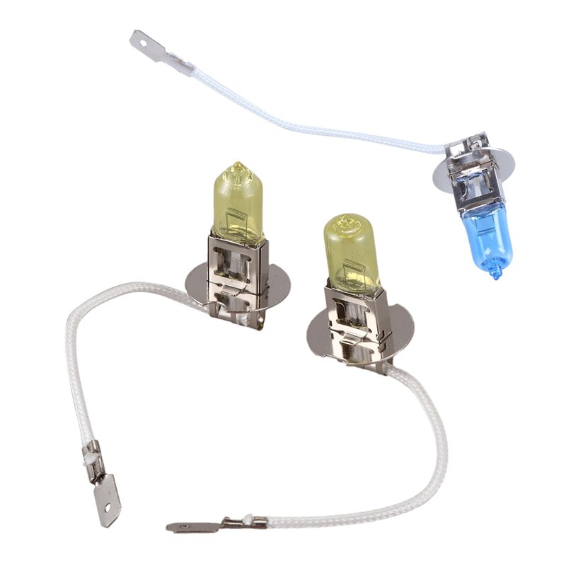 2x h3 55w gele auto rijden mist xenon halogeen vervangen koplamp lamp gloeilamp & 2 stuks  dc 12v 55w h3 super witte halogeen auto f