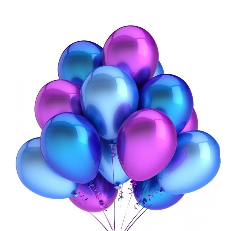 20 stk. 12 tommer guldflis hvid latexballoner tillykke med fødselsdagen bryllupsfest indretning voksen barns oppustelige heliumballoner: Lilla og blå