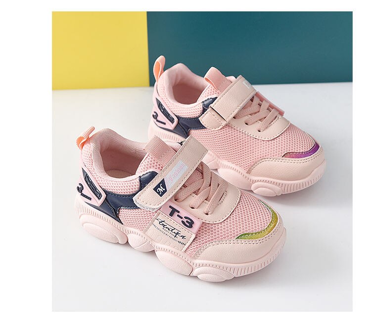 Sportssko til piger forår efterår netstof åndbar drenge sneakers børn store pigesko str. 26-31 sp076: Sp076 lyserøde / Cn 30 indersål 18cm