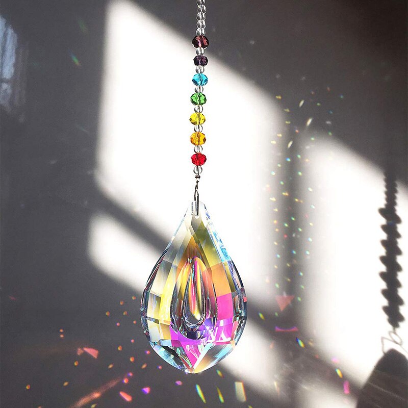 Atrapasueños de Feng Shui, cristales de ventana, gran gota de prisma, decoración del hogar