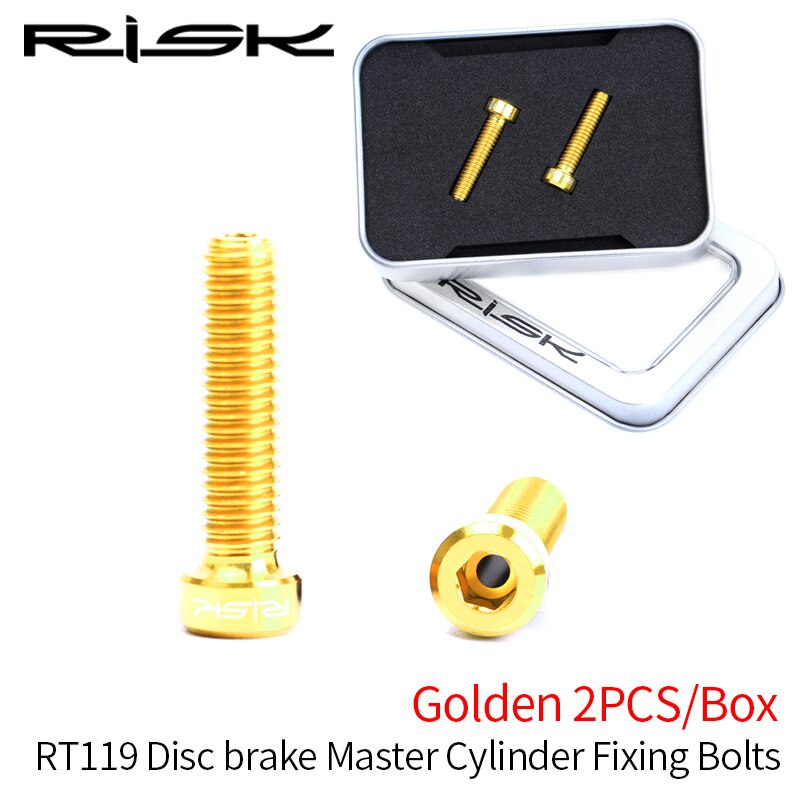 RISK-tornillos de titanio para fijación de frenos de disco de bicicleta, pinza hidráulica de aceite, manivela: Cylinder Bolt-Gold