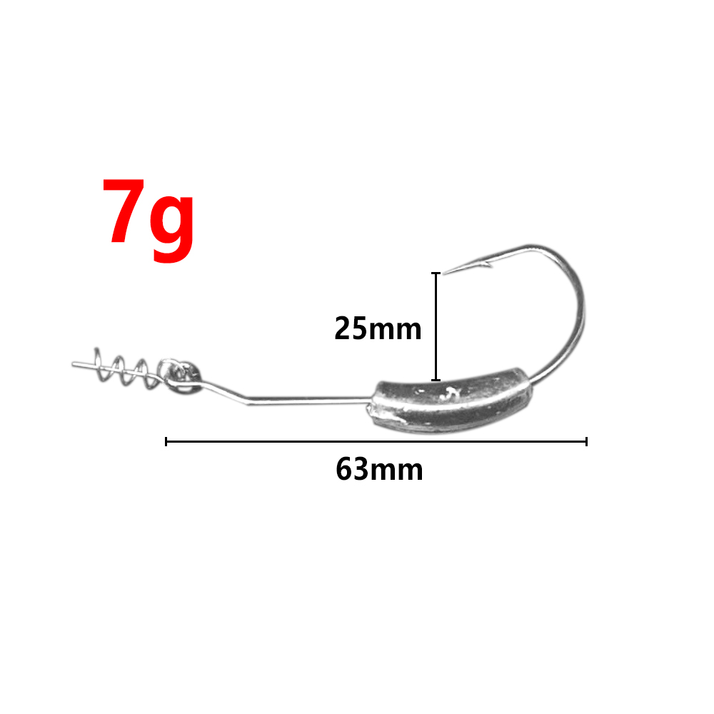 5pcs Exposed Lead Jig Head Barbed Lead Hook 2g -7g Offset Fishing Hook Fish Hooks Fit for Texas Rigs Fishing Tackle