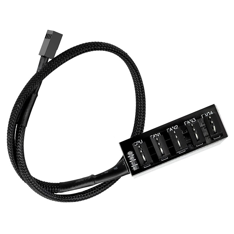 4-Pin PWM Fan Hub, 5-Port Fan Hub, 4-Pin Connector for PC Fan Hub, 4-Pin PWM Fan Splitter Cable, Suitable