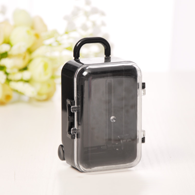 1 Uds Mini maleta Caja forma Cajas de caramelos para bodas favores Recepción de dulces suministros de de año: Black