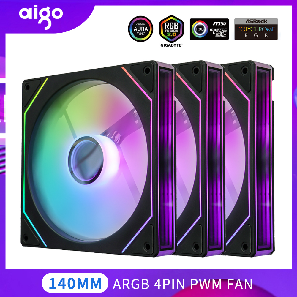 Aigo AS14 140mm Fan Argb Pc Case Ventiladores 4PIN PWM 5V-3PIN Cpu Waterkoeler Gabinete Gamer Cooling Kit Fans Rgb Ventilador