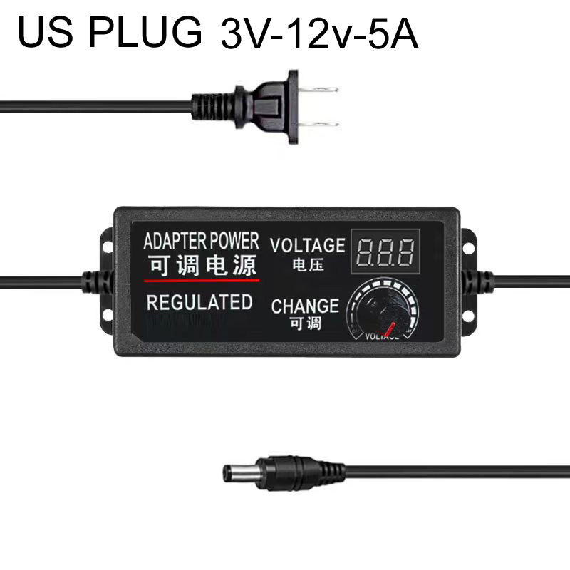 Digitale 3a regelbare spanningsadapter  ac 110v naar  dc 3v-12v-24v 5a led-indicator en jackplug voor hdd-behuizing 220v: Goud