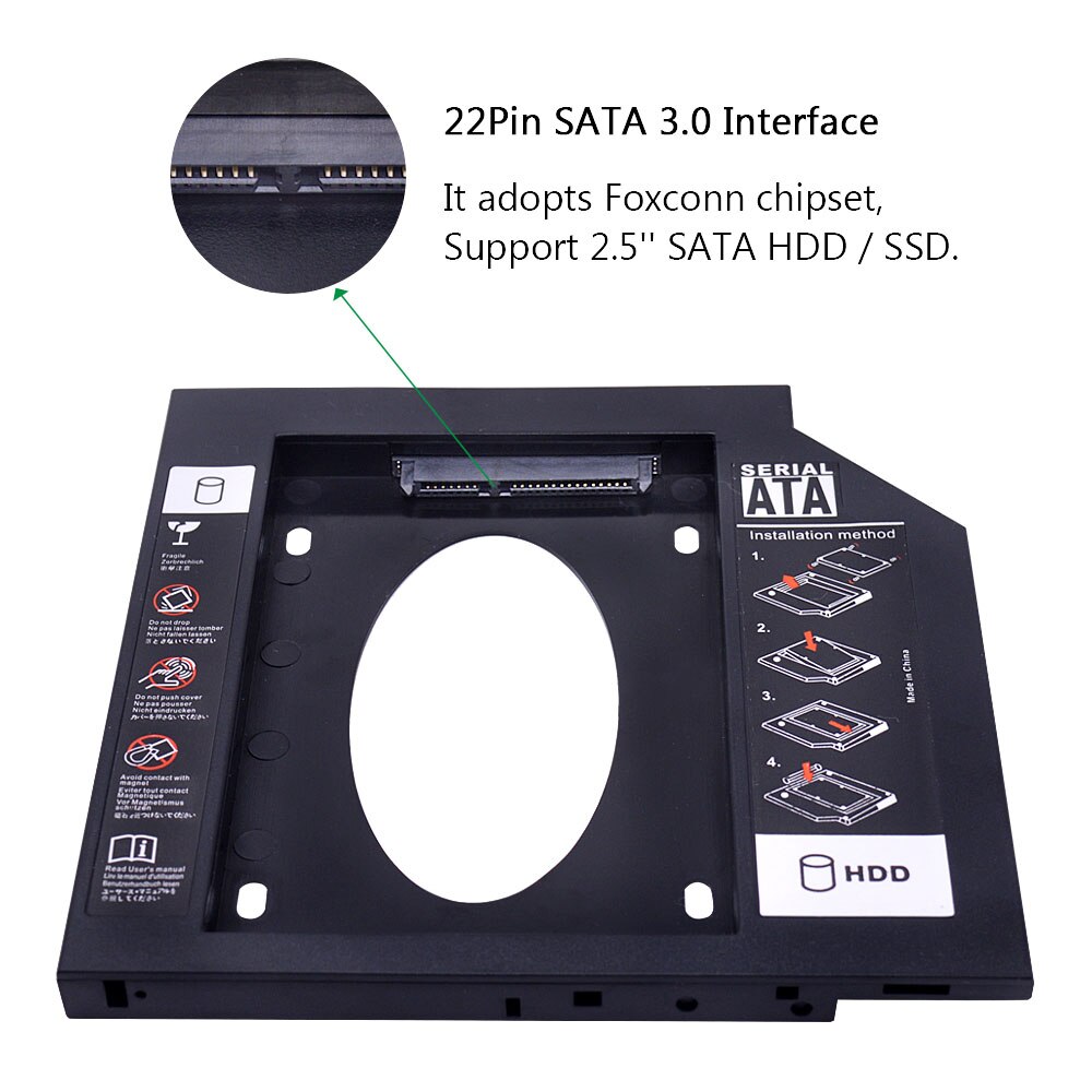 Chipal adaptador universal segundo 2nd hdd caddy 9.5mm sata 3.0 para disco rígido de 2.5 ''ssd computador portátil, cd rom dvd