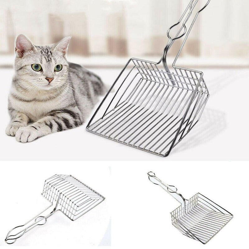 Kattenbakschep, metalen afvalschep, poepschep, huisdierzandschep, schoonmaakgereedschap