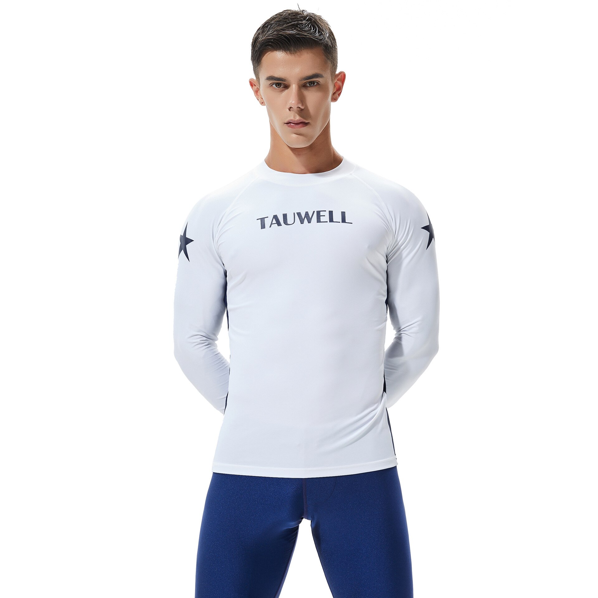 Rashguard Men Long Sleeve Swimwear Swim Shirt Lycra Surfing Rash Guard Swimsuit for Swimming Sailing Diving Wetsuit Clothes: 1 / XL