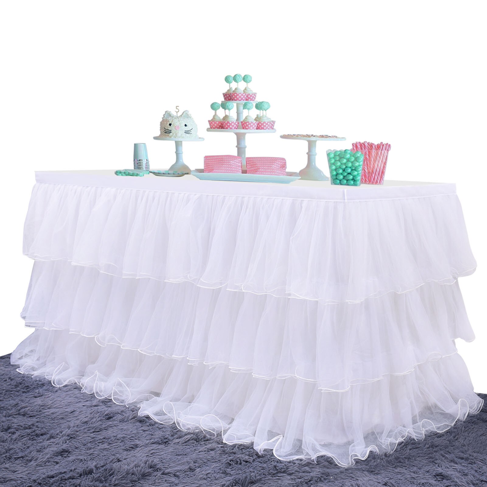 Wedding Party Tutu Tulle Table Skirt Cover Tableware Cloth Baby Shower Party Home Decor Table Skirting Birthday Party Decoration