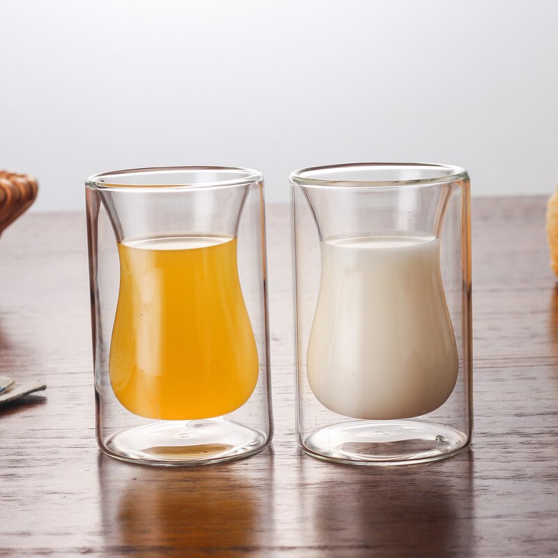 Mug à café Double paroi Transparent résistant à la chaleur, tasse à café, Cappuccino, lait, jus de thé, tasses de café, verre de vin, petit déjeuner