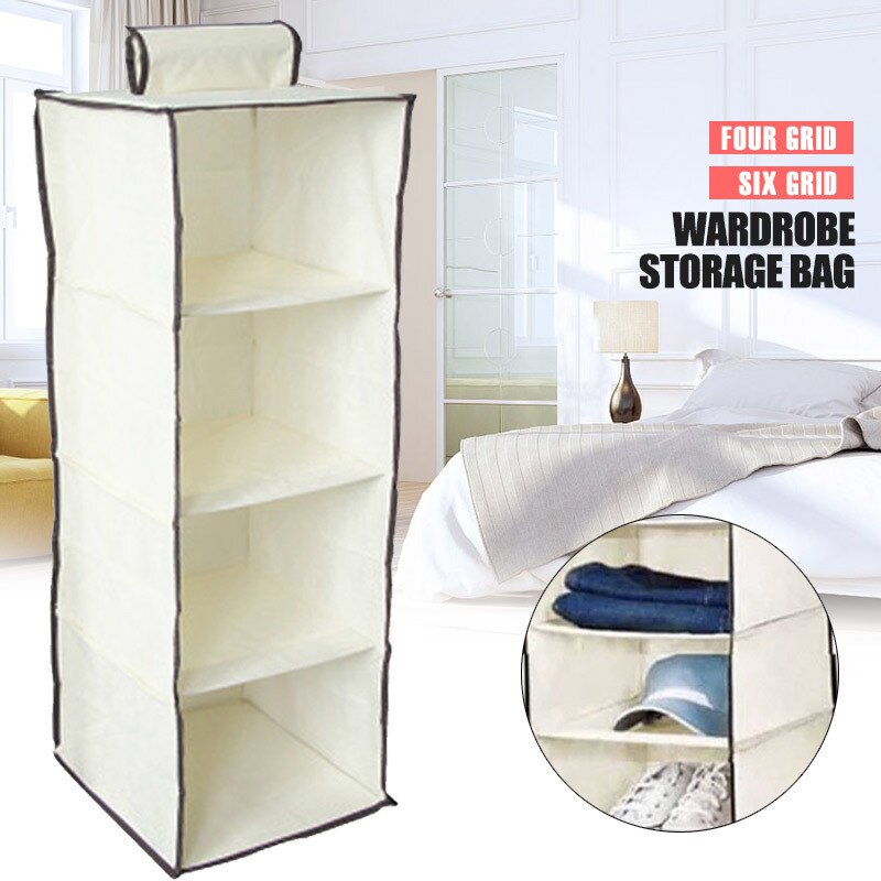 4/6 Netz Garderobe Hängende Lagerung Tasche Multi-schicht vlies Lagerung Tasche KleiderbüGel Halfter Tragbare Hängen Veranstalter