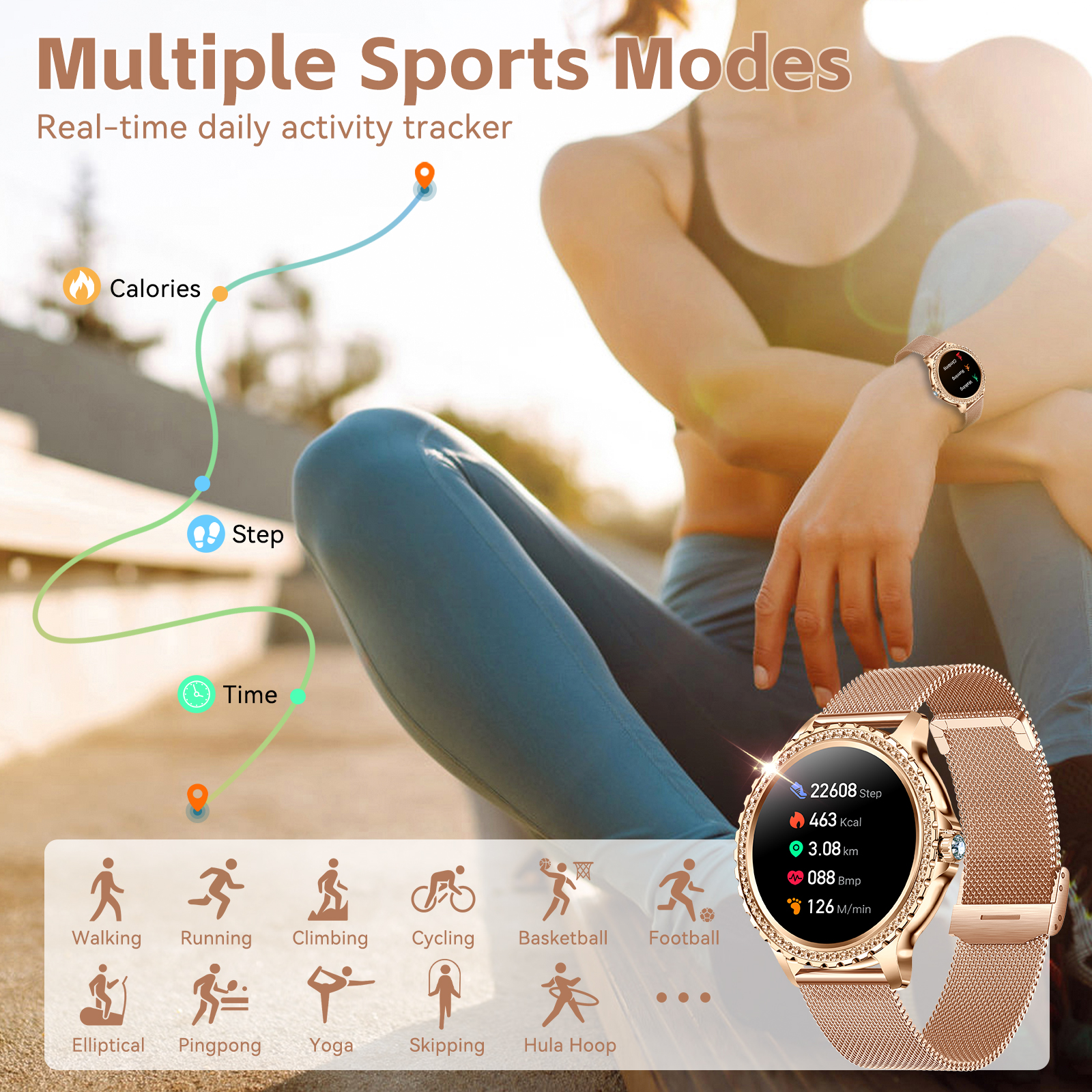 EIGIIS-Montre intelligente I58 pour femme, écran HD 2024 ", montres de sport à la , appel Bluetooth, moniteur de santé, étanche IP67, , 1.32