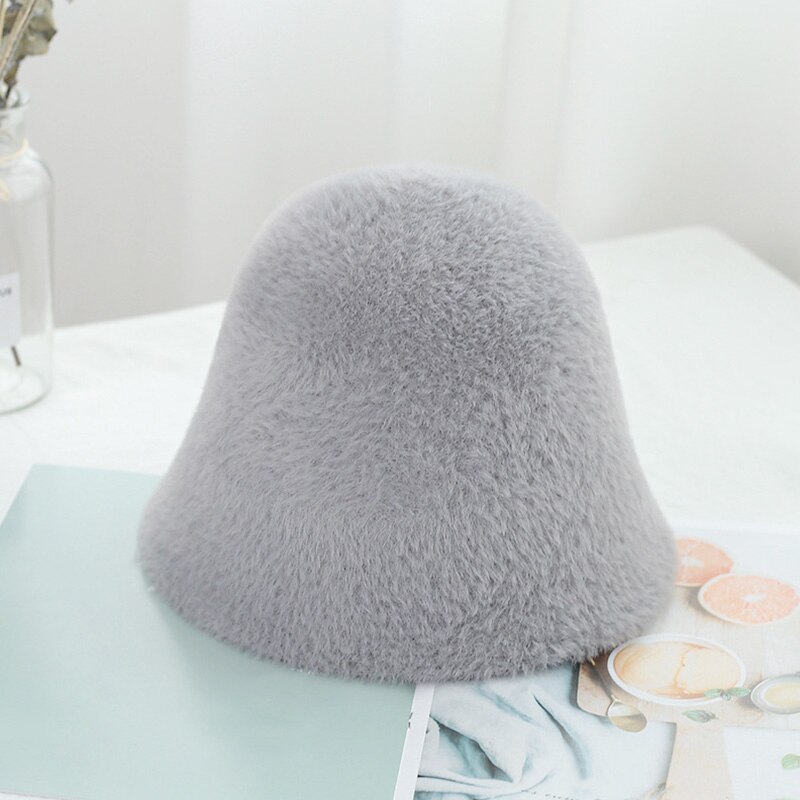 Invierno de lana gorra sombrero con forma de cubo para mujer Simple gorros de Hip Hop de lana sombrero de pescador grueso cálido mujer encabezamiento japonés tapa plana: 6