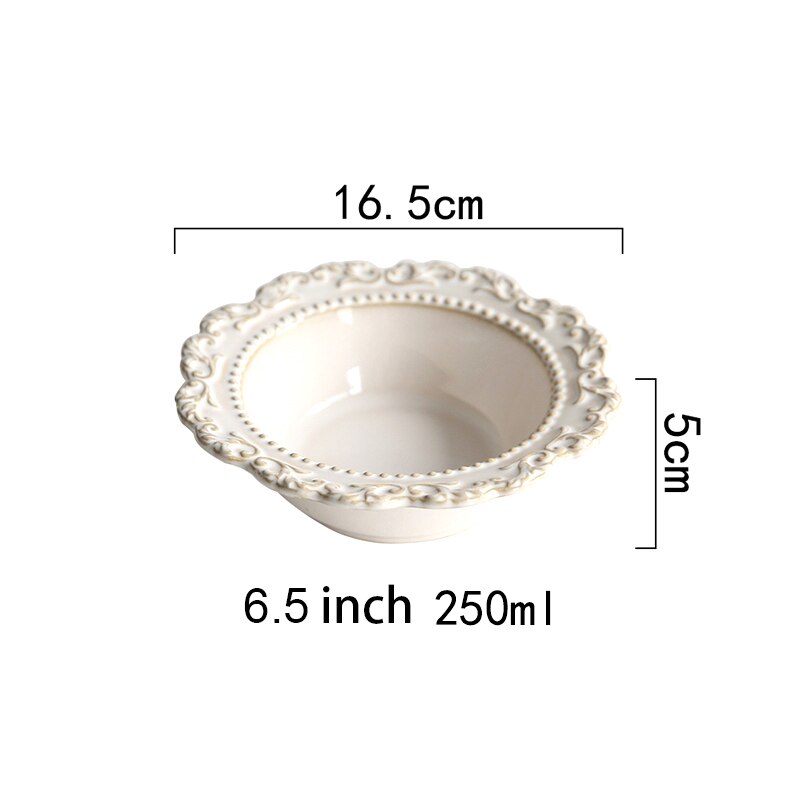 European Tableware Western Dinner Plates Soup Bowl Ceramic Dinner Plate French Baroque Retro Embossed Palace Style Plates: style05