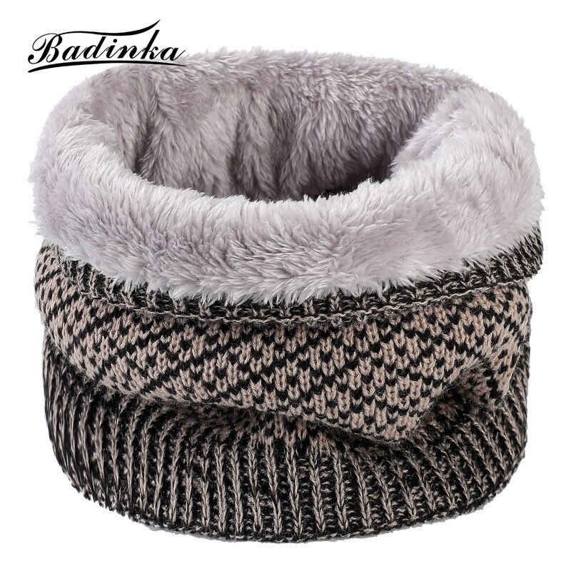 Winter Warm Plaid Thick Elastic Knitted Snood Scarf Ring Women Men Faux Fur Neck Tube Warmer Scarves Mufflers Collar