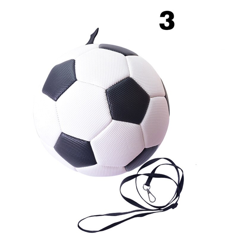 Kids Football Training Ball For Boys Grils Foot Ball Outdoor Equipment Training Practice Belt Pupils With Rope Soccer Ball: black white 3