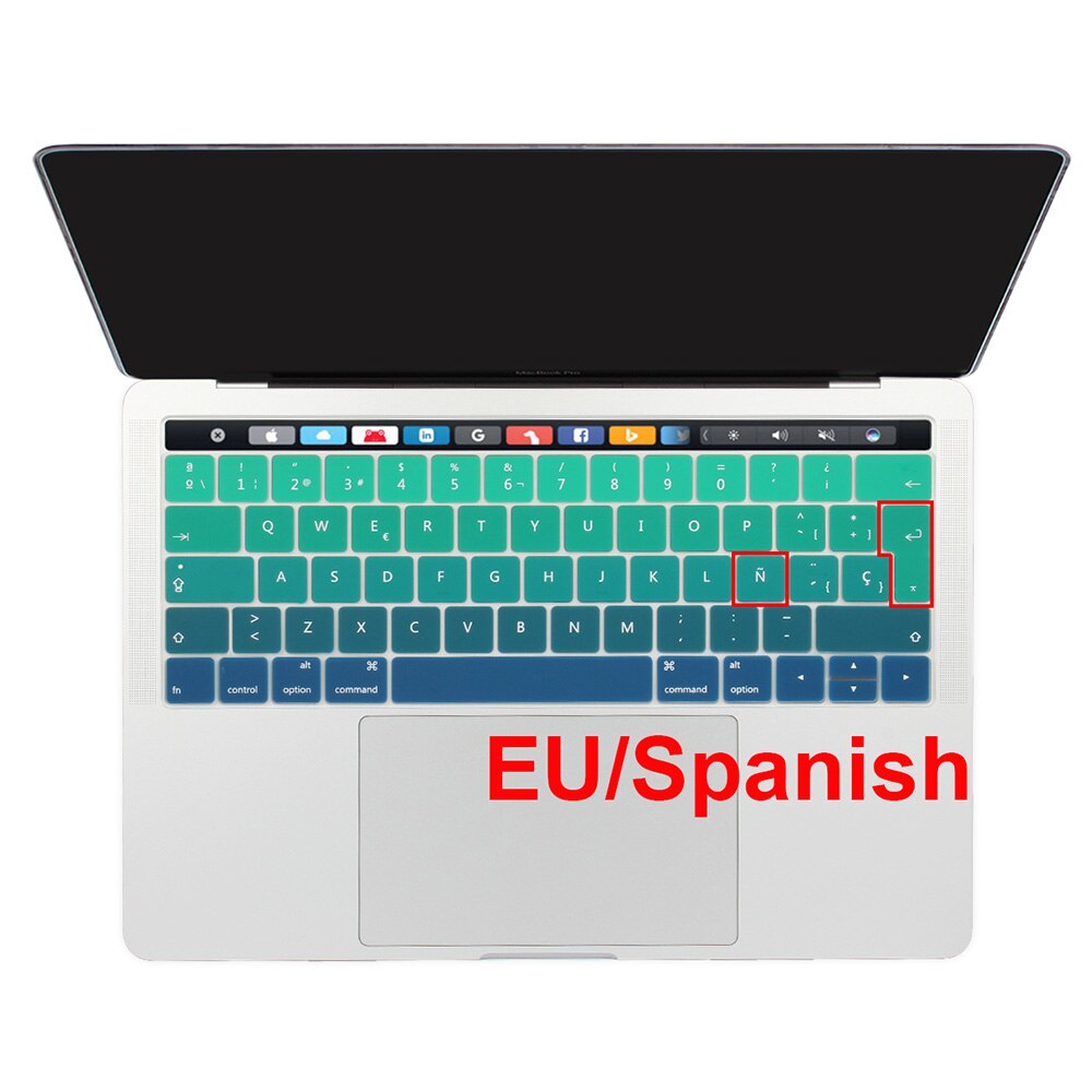 EU Spaanse Taal Silicone Toetsenbord Cover Skin Protector Voor Macbook Pro 13 15 met Touch Bar Retina Pro 13.3 "15.4"