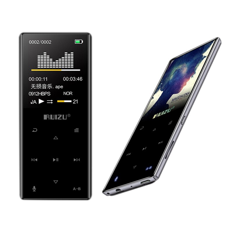 Ruizu  d29 metall bluetooth förlustfri hifi  mp3 spelare  mp4 musikvideospelare med inbyggd högtalarsupport fm, inspelning, e-bok, cloc