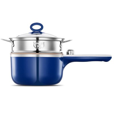 Multifunctionele elektrische kookplaat voedselverwarmer sarten electrico stoom koken bakken koekenpan koken noedels rijst soeppan elektroherd 220v: Blauw