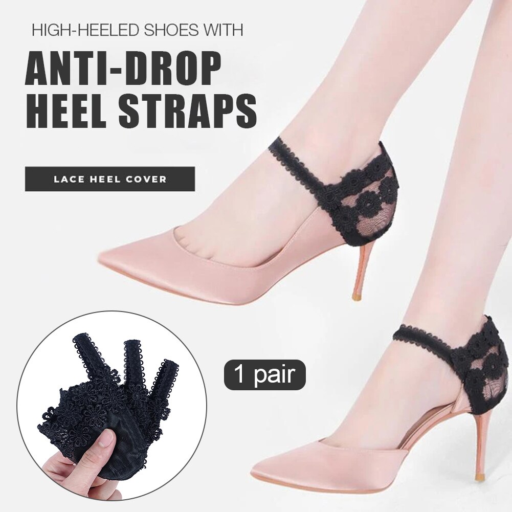 1 paio di scarpe col tacco contralto anti-gocce tacco cinghie comode antiscivolo pizzo tacco cinghie per l'alta tacchi-B5