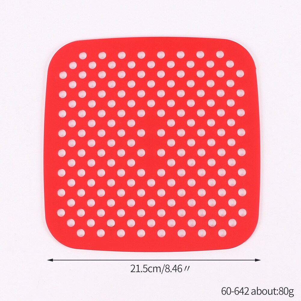 Silicone Air Fryer Liner Reusable Non-Stick Steamer Pad Cooking Mat Air Fryer grilles Air Fryer Baking Papers Bakeware Oil Mats: 21cm red square