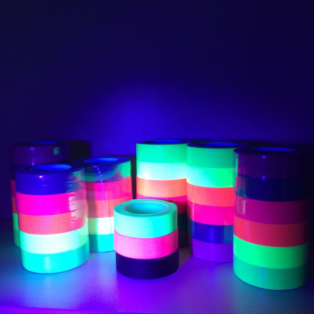 6 Rolls Van Fluorescerende Tape Neon Blacklight Tape Voor Party Stadia En Studio 'S (Assorti Kleur)