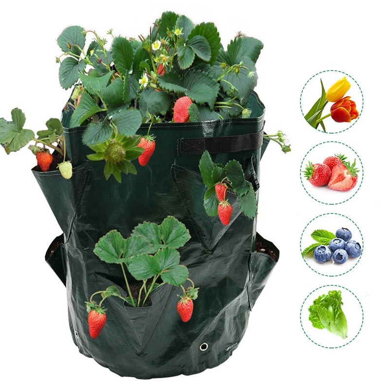 Voksepose med flere munner 5/7/10 liter planteposer for jordbærtomater gjenbrukbare hager balkonger blomsterurteplanter