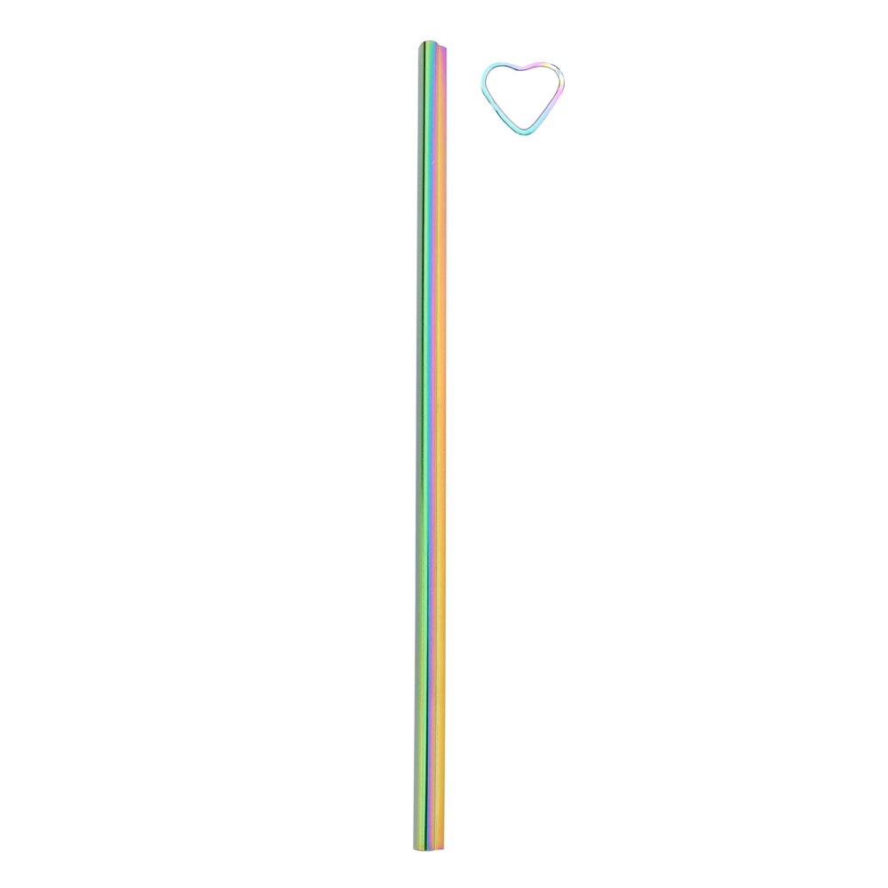 1Pc 304 Stainless Steel Drinking Straw Colorful Heart-shaped Straw Reusable Metal Straw Set Bar Pearl Milkshake Bubble Tea Straw: Rainbow