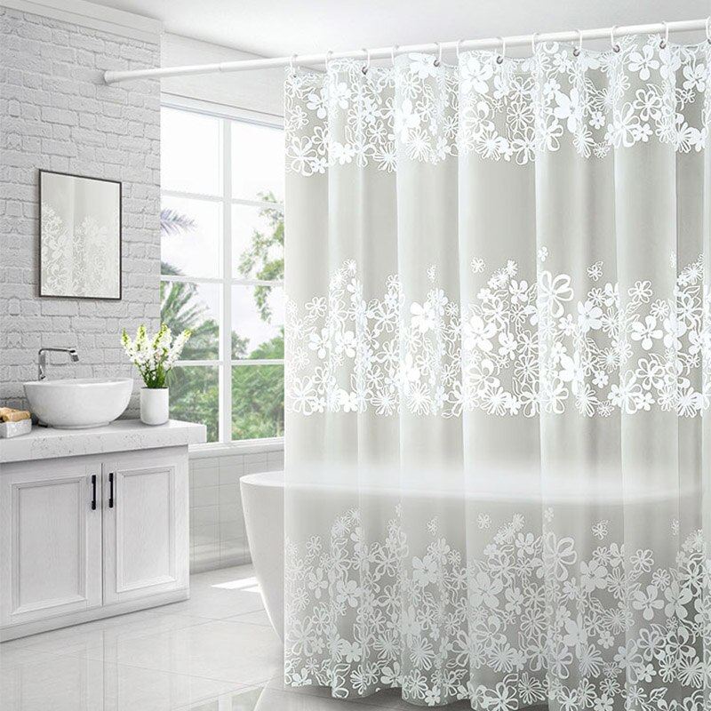Doublure de rideau de douche en PEVA | Pisselion blanc clair avec rideau de douche, crochets anti-rouille, rideaux épais imperméables BDF99