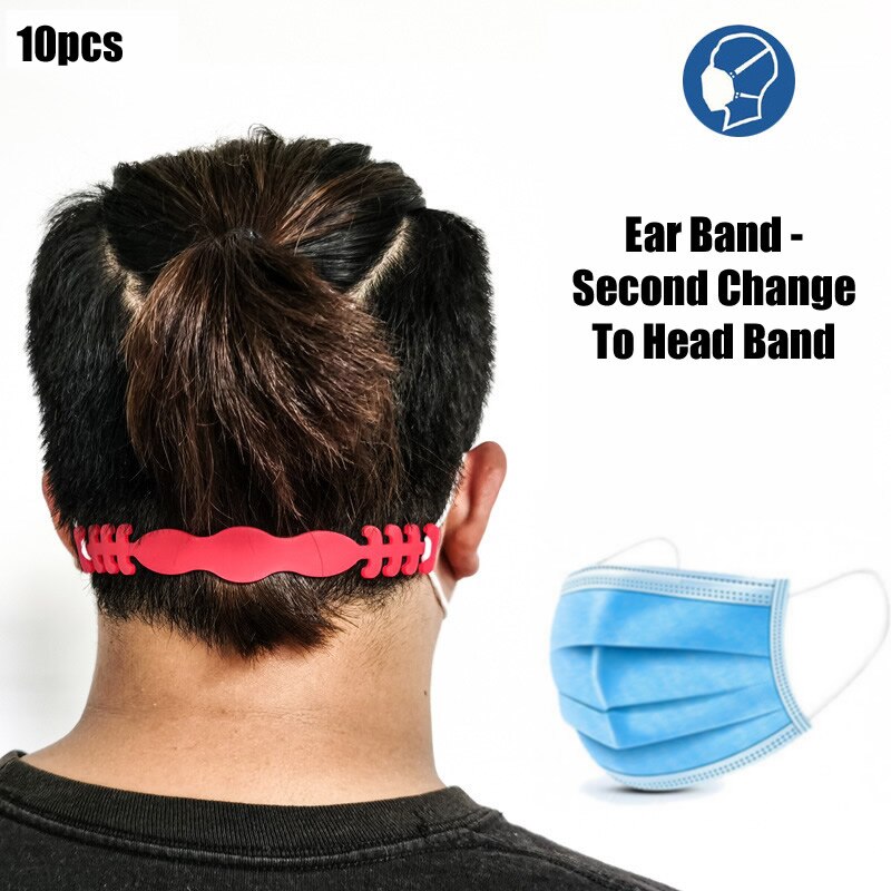 10 stk hovedbæltebånd til engangsmaske ørebånd andet skift hovedbælte maske ledsager udløser tryk på øre arbejdssikkerhed: Rød