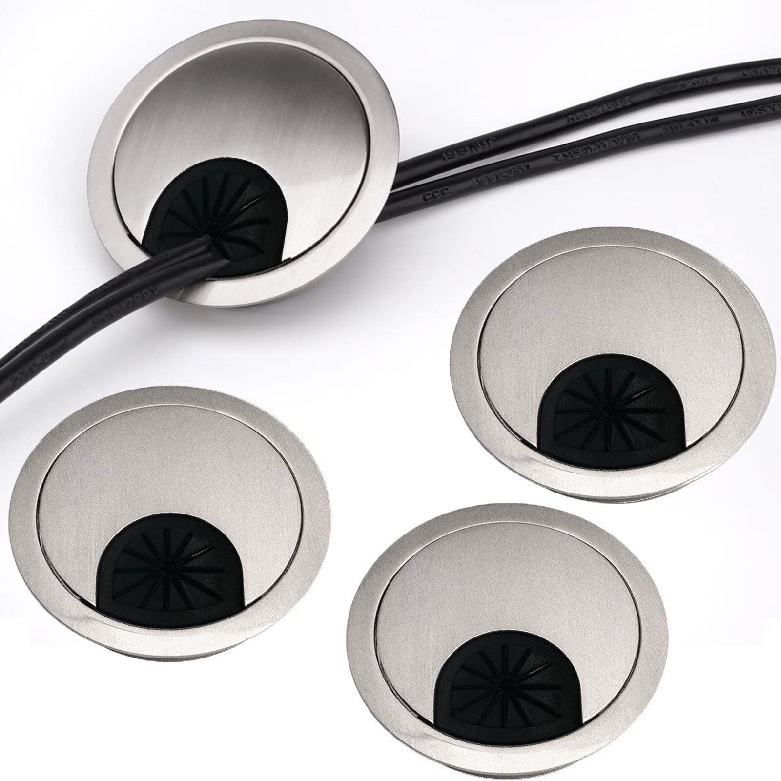 40# Zinc Alloy Desk Wire Hole Cover Base Computer Grommet Table Cable Outlet Port Surface Line Box Furniture Hardware