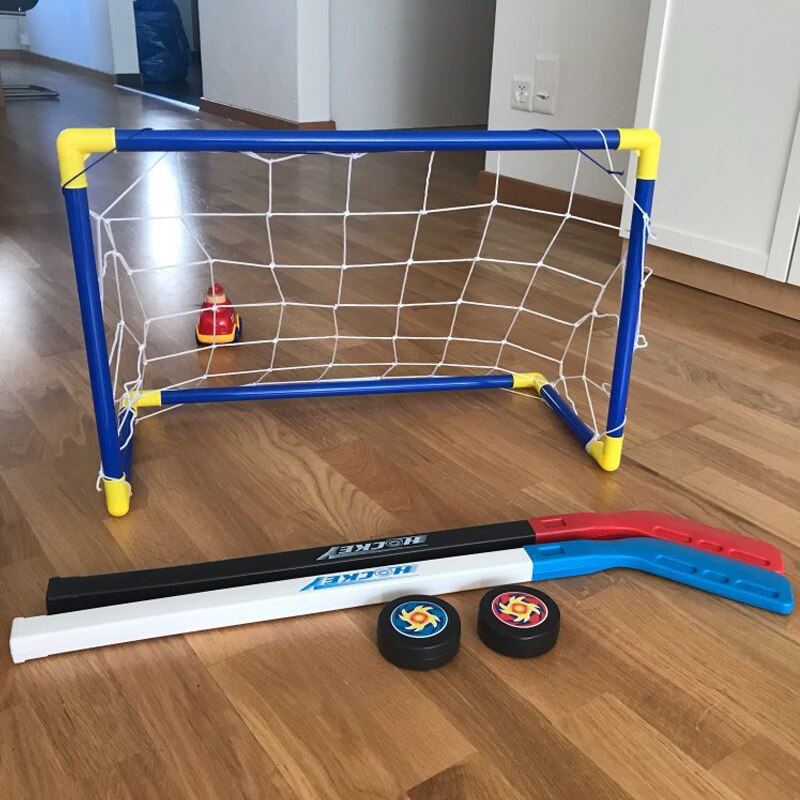 Barn ishockeyklubbor träningsredskap sport fotboll fotboll set plast avtagbar mini fotboll hockey mål leksaker för barn