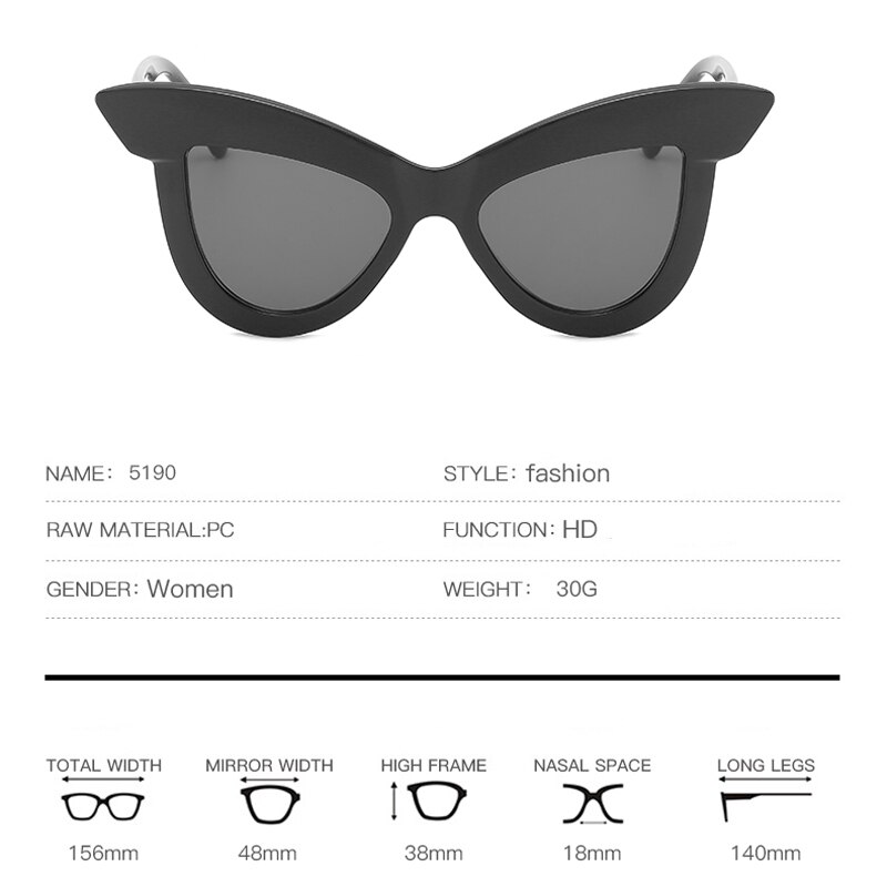 gafas de sol de personalidad cejas grandes ojos de gato senderismo gafas de sol coloridas tendencia de conducción gafas de sol de cruce