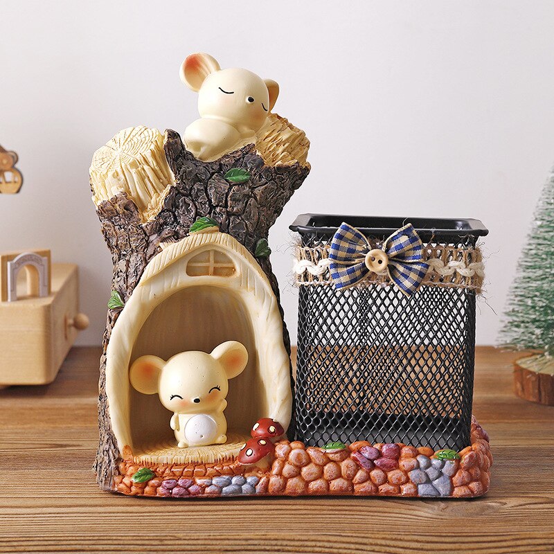 Schattige muis met grote oren, penhouderdecoratie, studentdecoratie, decoratie, harsambachten
