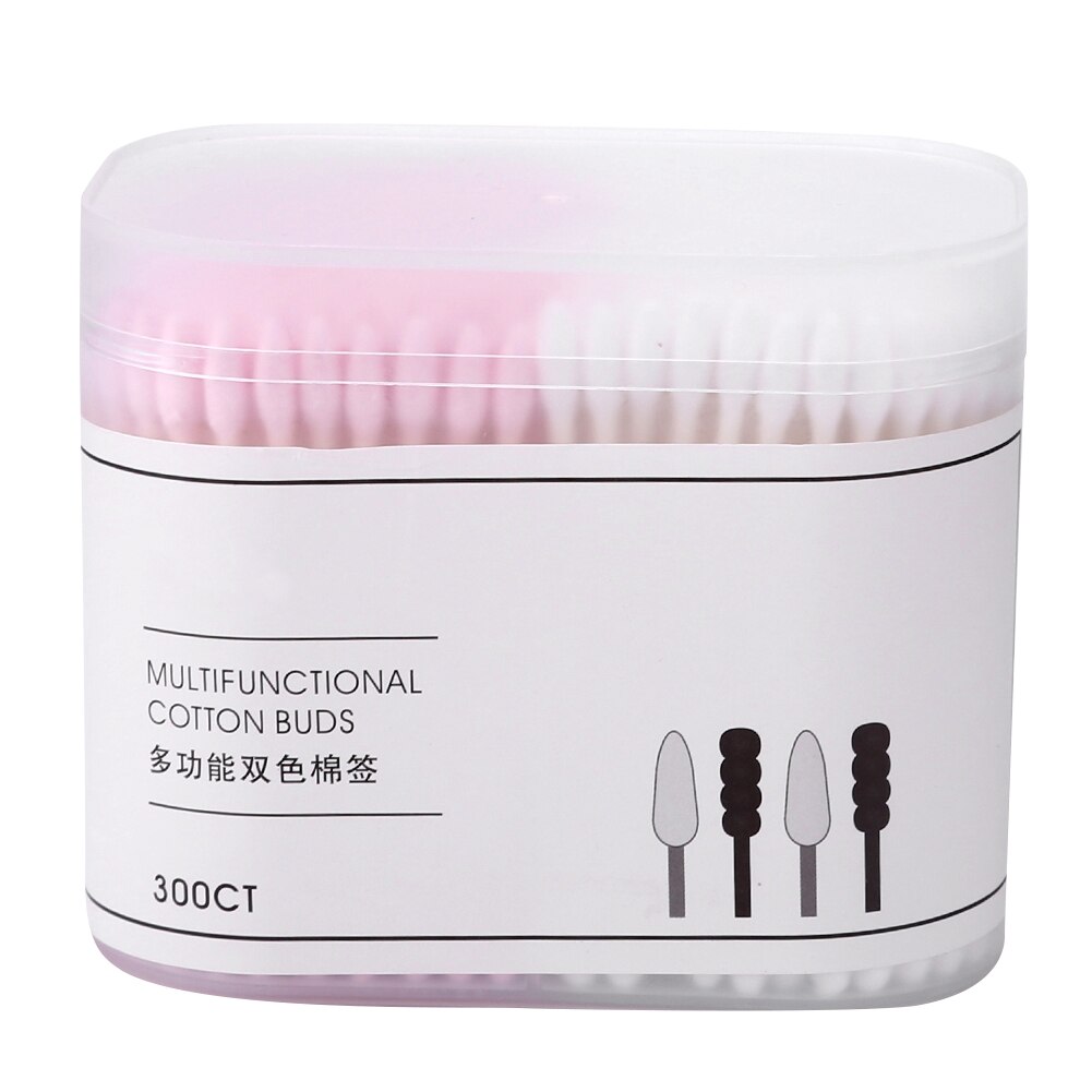 300 Uds desechables hisopo de algodón, oído, Nariz limpia palos de belleza cosméticos salud joyas oído limpio palos brotes Punta de algodón cabezas de hisopo: 300pcs 02