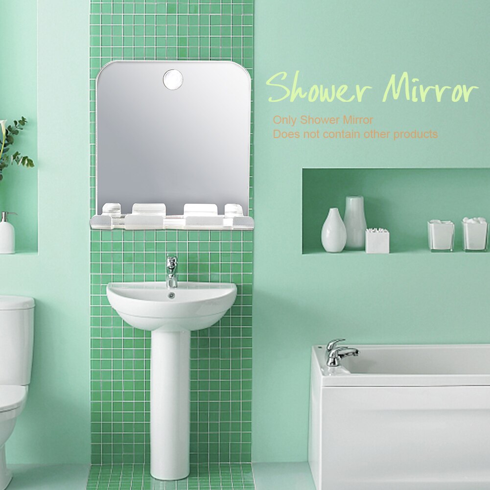Razor Holder With Suction Bathroom Washroom Acrylic Shower Mirror Makeup For Shaving Fogless Shatterproof Home Travel Practical