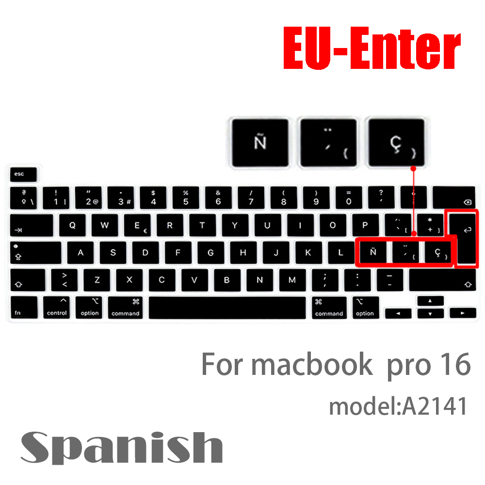 Für macbook Profi 16 tastatur Abdeckung Laptop Schutzhülle Film Profi16 zoll A2141 SILIKON tastatur abdeckung russisch Französisch Spanisch Anzeige
