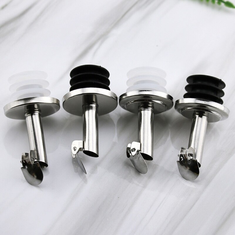 Stainless Steel Olive Oil Free Flow Pourers Liquor Bottle Pourers Wine Spout Dispenser With Covers Wine Bottle Stoppers