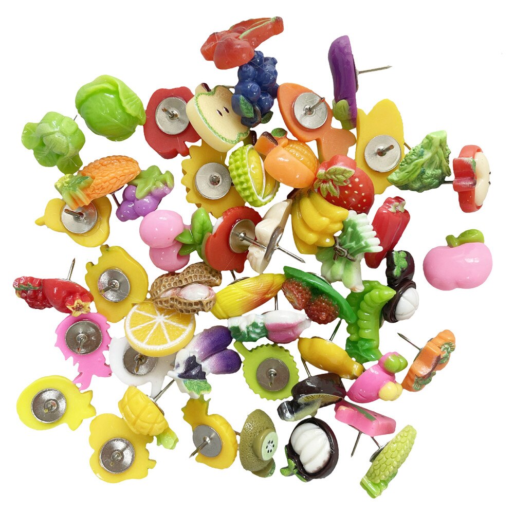 Sunflower Shape Push Pins Decoration Tack Board Bulletin Board Pins PushPin Drawing School Office Binding Supplies: Fruit  Ve-30pcs