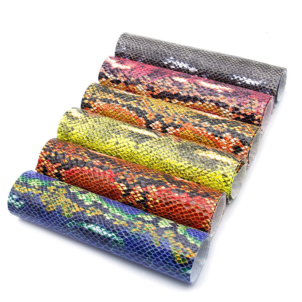 20*34cm Colorful Snake Patterns Faux Leather Fabric Sheets For Making Handmade Earrings Bows,1Yc9615