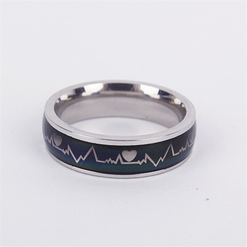 Modyle Stainless Ring Changing Color Mood Rings Feeling / Emotion Temperature Ring Wide 6mm Smart Jewelry